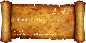 Lohner Arika névjegykártya